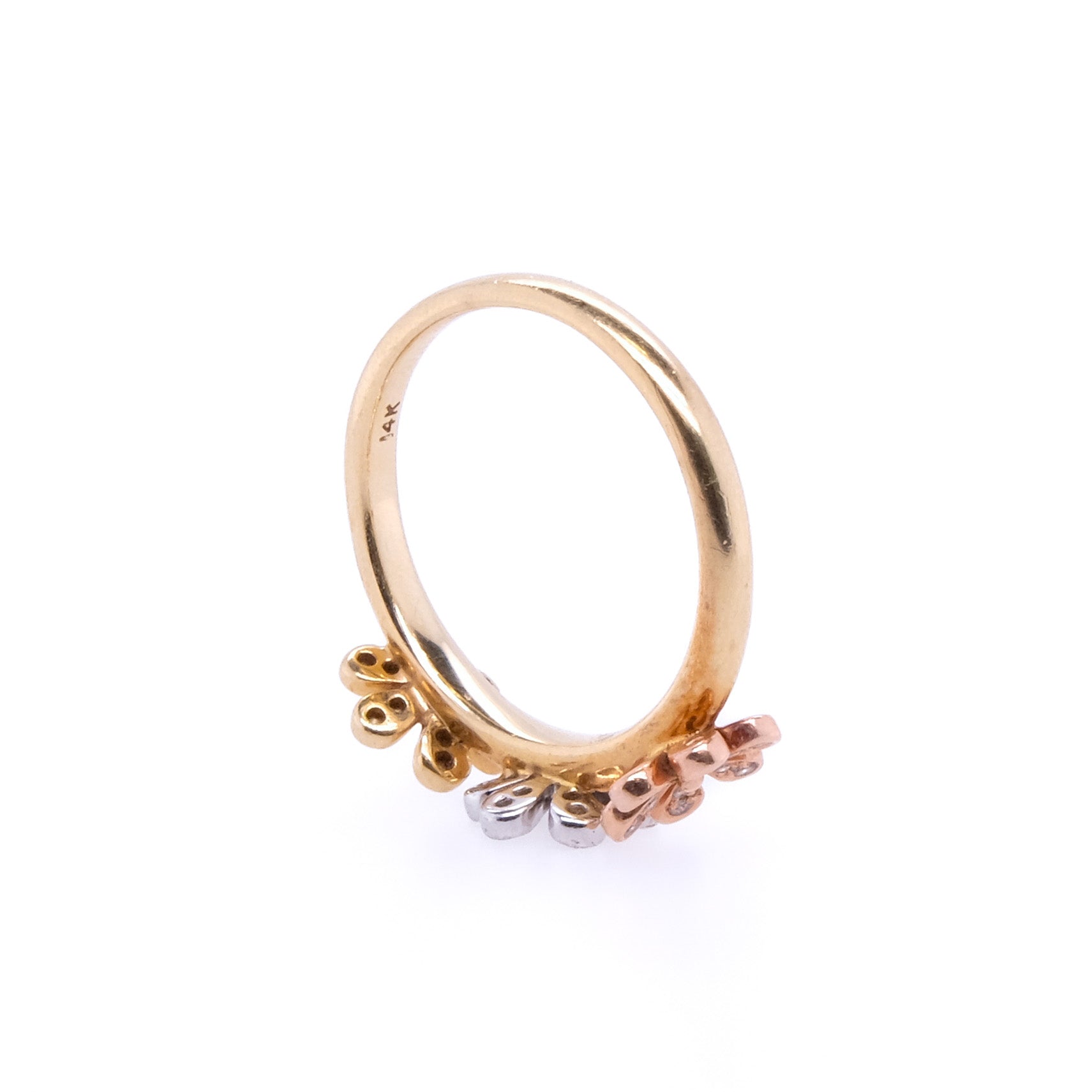 14k Diamond Flower Ring