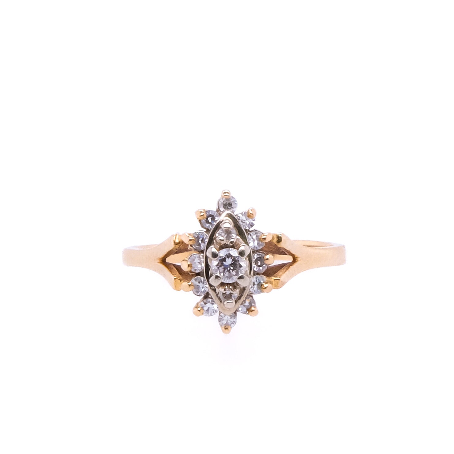 14k Diamond Cluster Ring