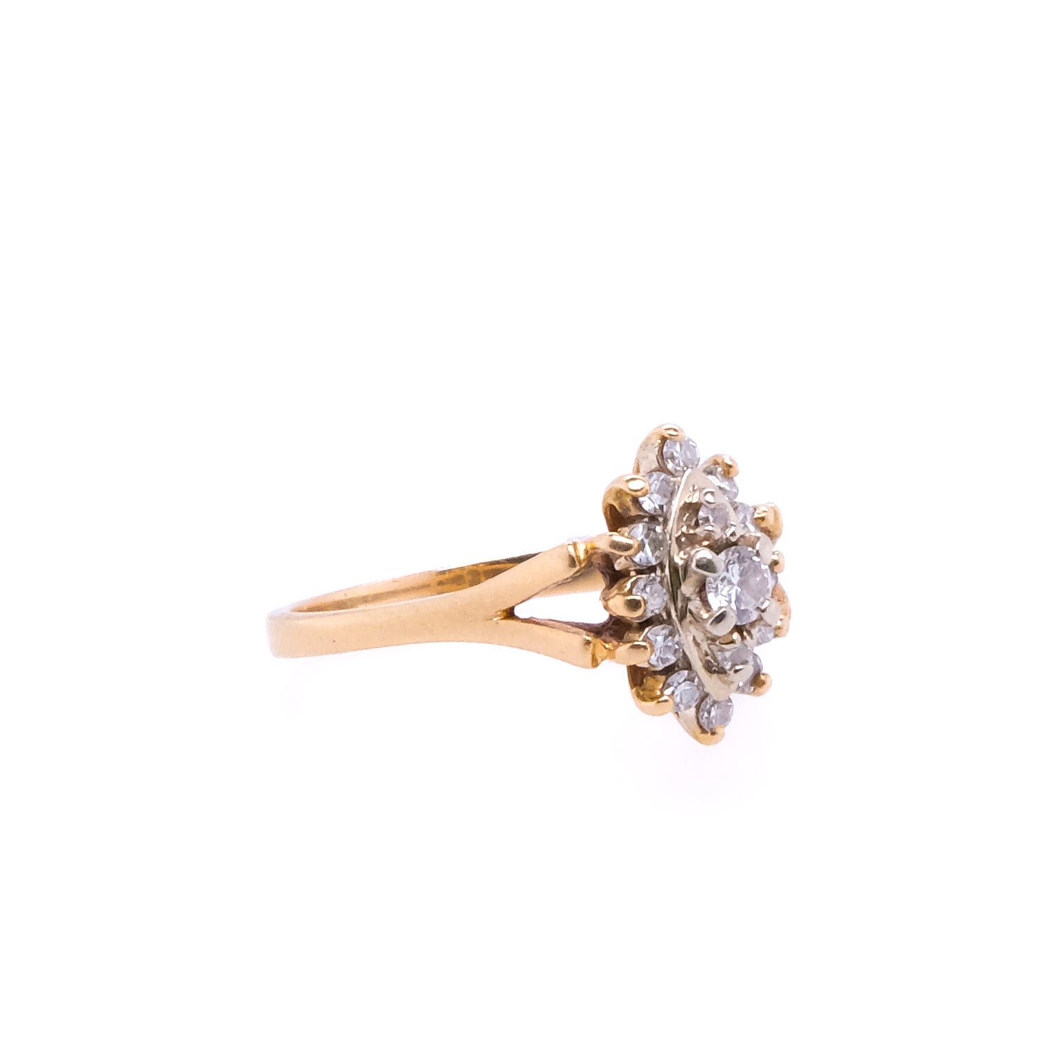 14k Diamond Cluster Ring