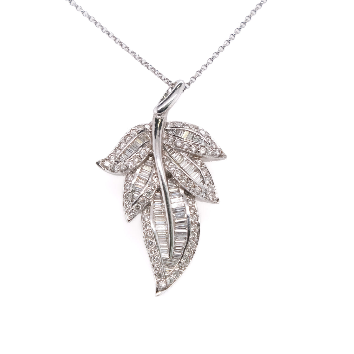 18k Diamond Leaf Pendant