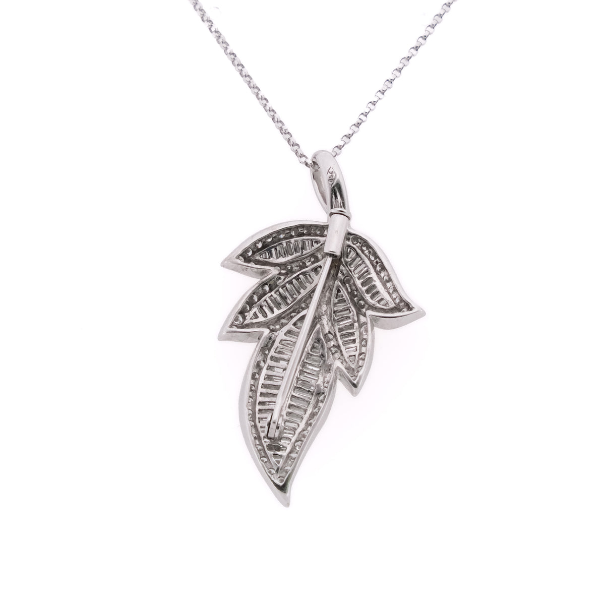 18k Diamond Leaf Pendant