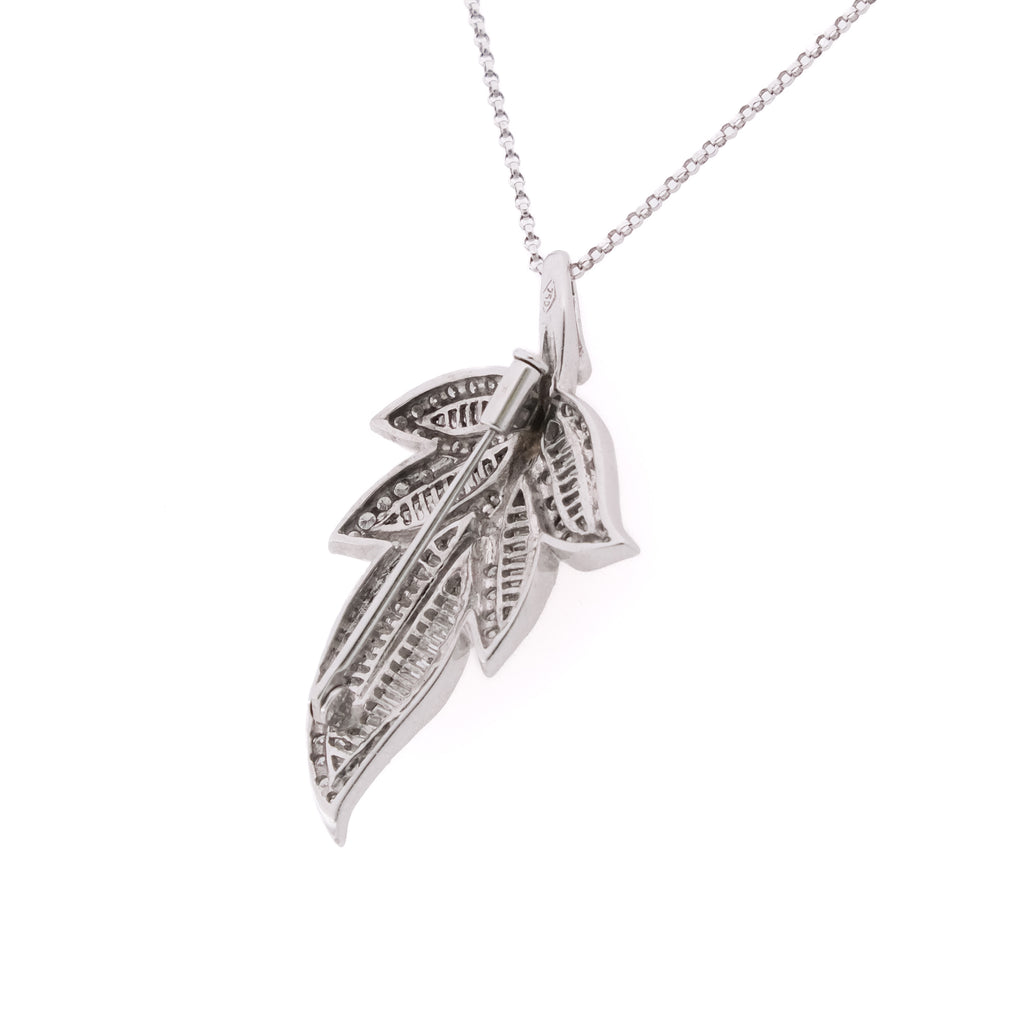 18k Diamond Leaf Pendant
