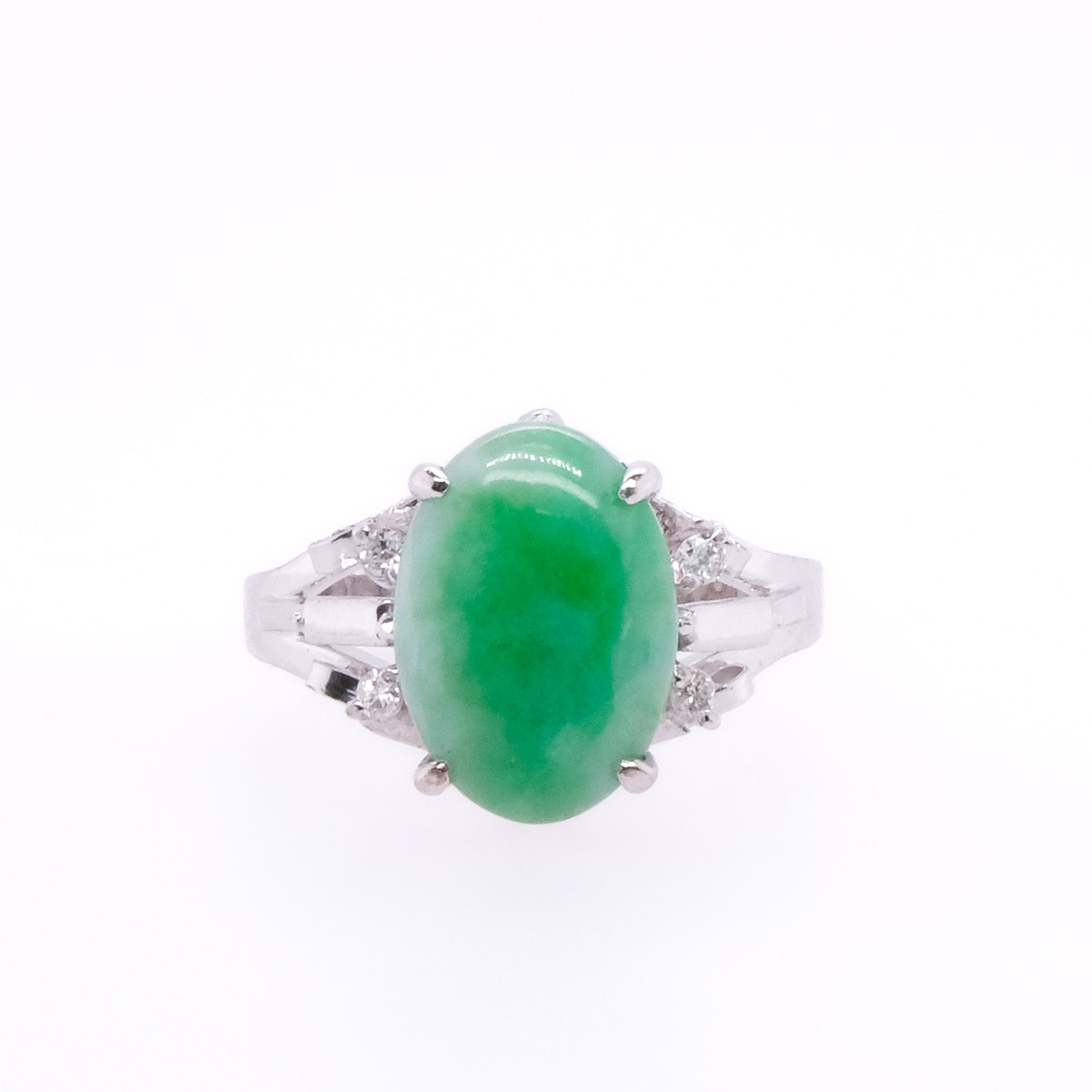 18k Jade & Diamond Ring