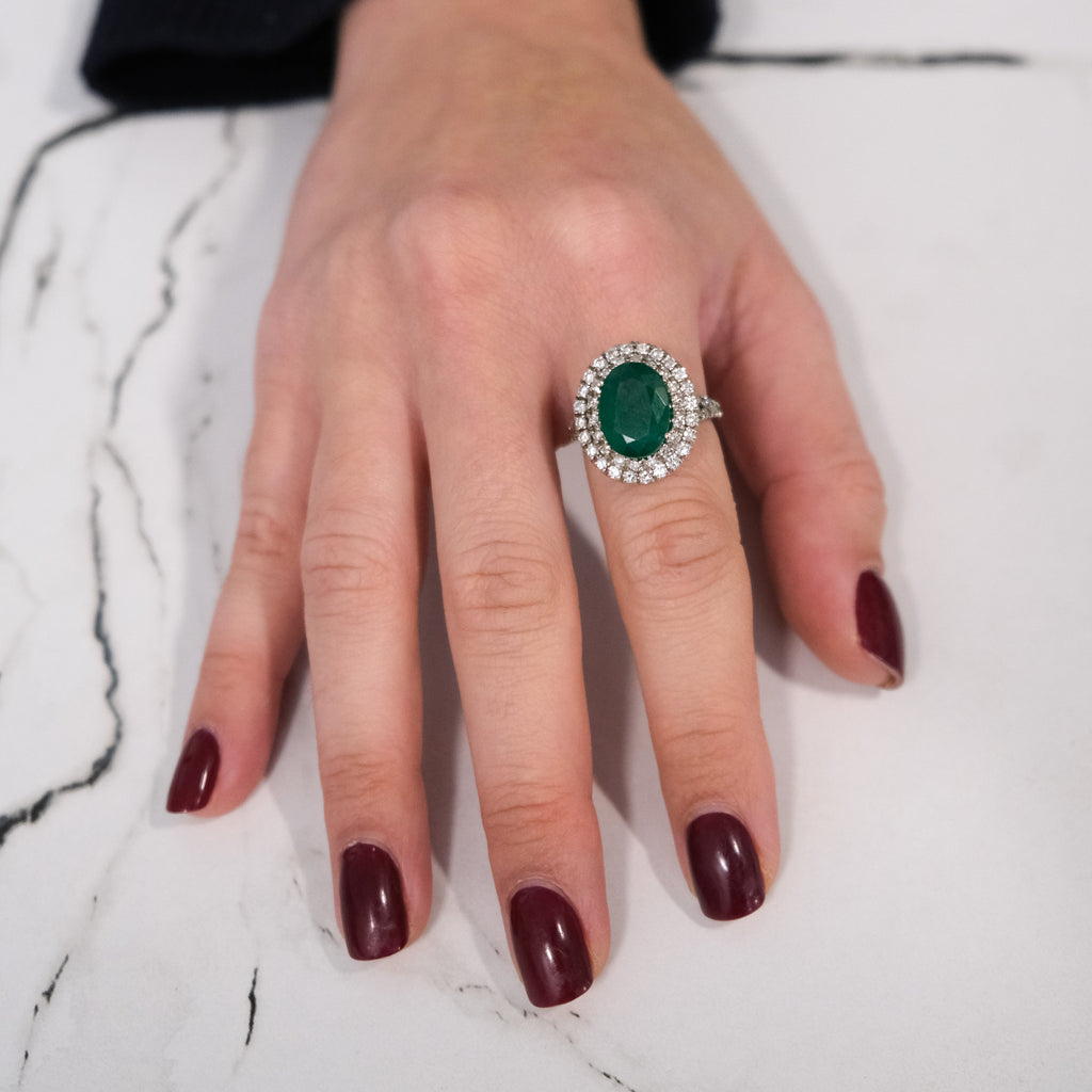 18k Emerald & Diamond Ring