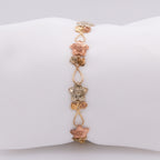 14k Multi-Coloured Gold Flower Bracelet