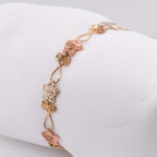 14k Multi-Coloured Gold Flower Bracelet