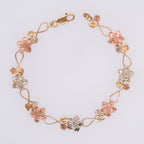 14k Multi-Coloured Gold Flower Bracelet
