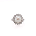 14k Pearl & Diamond Ring