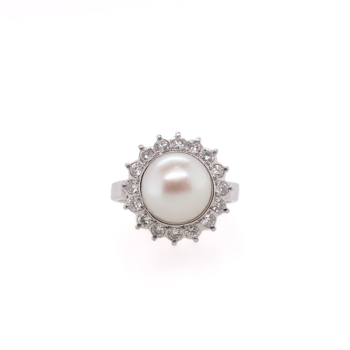 14k Pearl & Diamond Ring