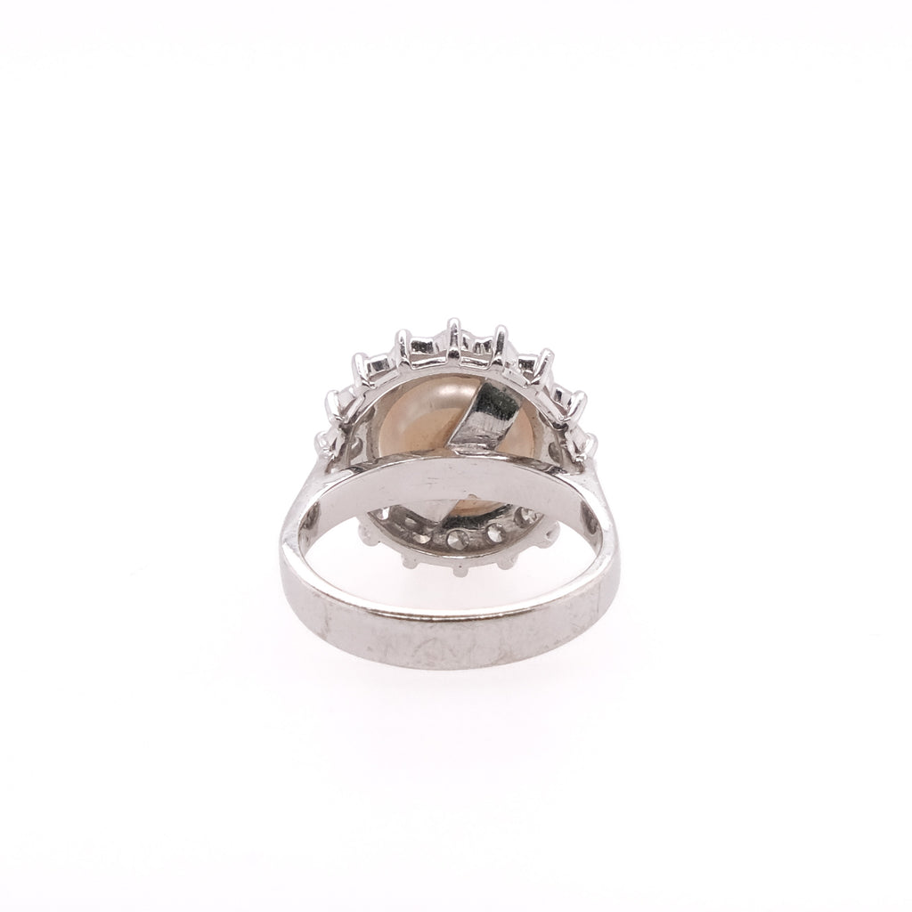 14k Pearl & Diamond Ring