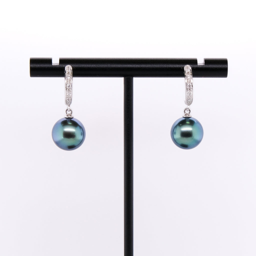 18k Tahitian Pearl & Diamond Earrings