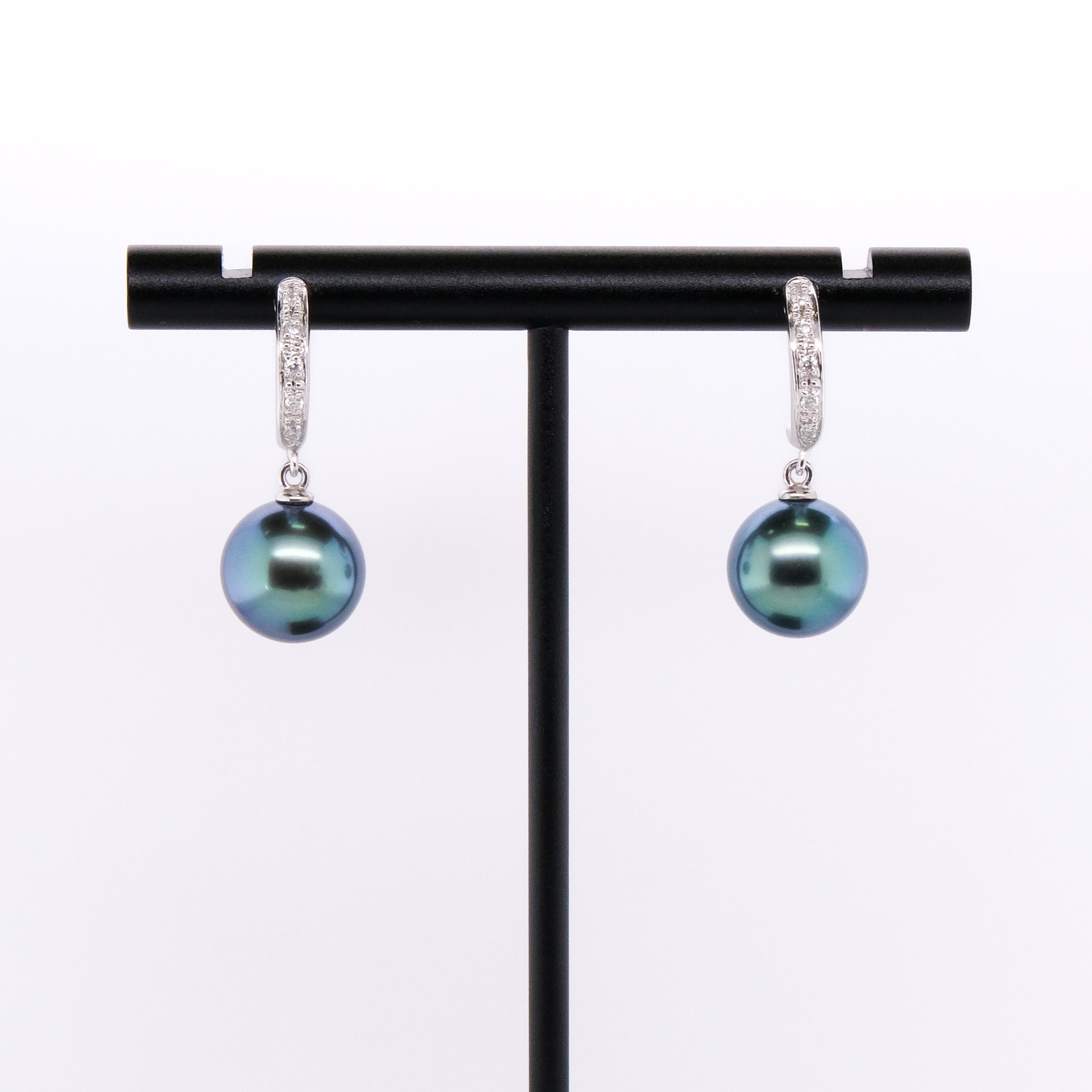 18k Tahitian Pearl & Diamond Earrings