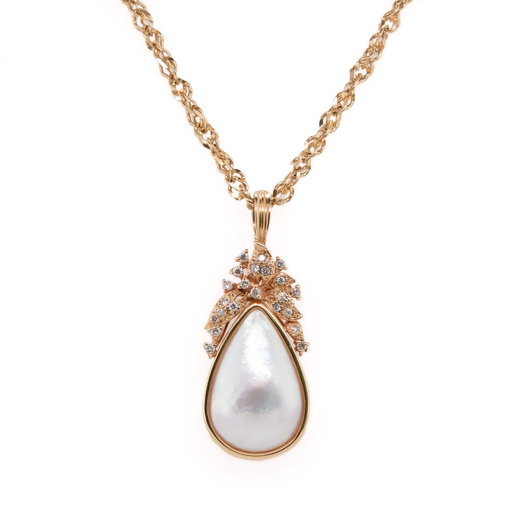 14k Pearl & Diamond Necklace