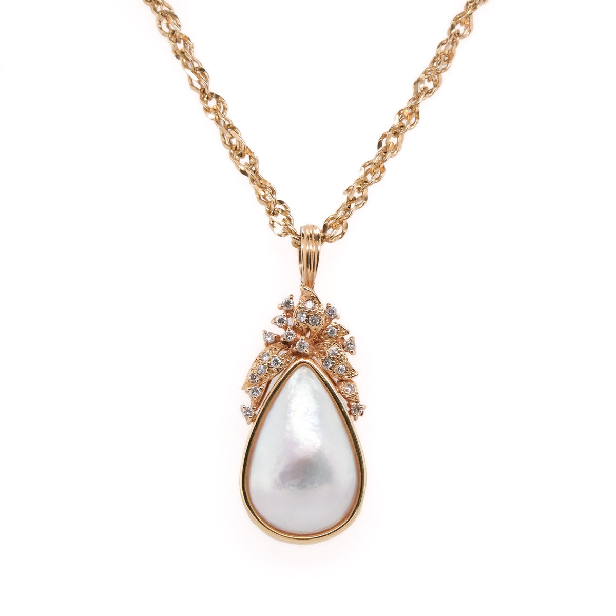 14k Pearl & Diamond Necklace