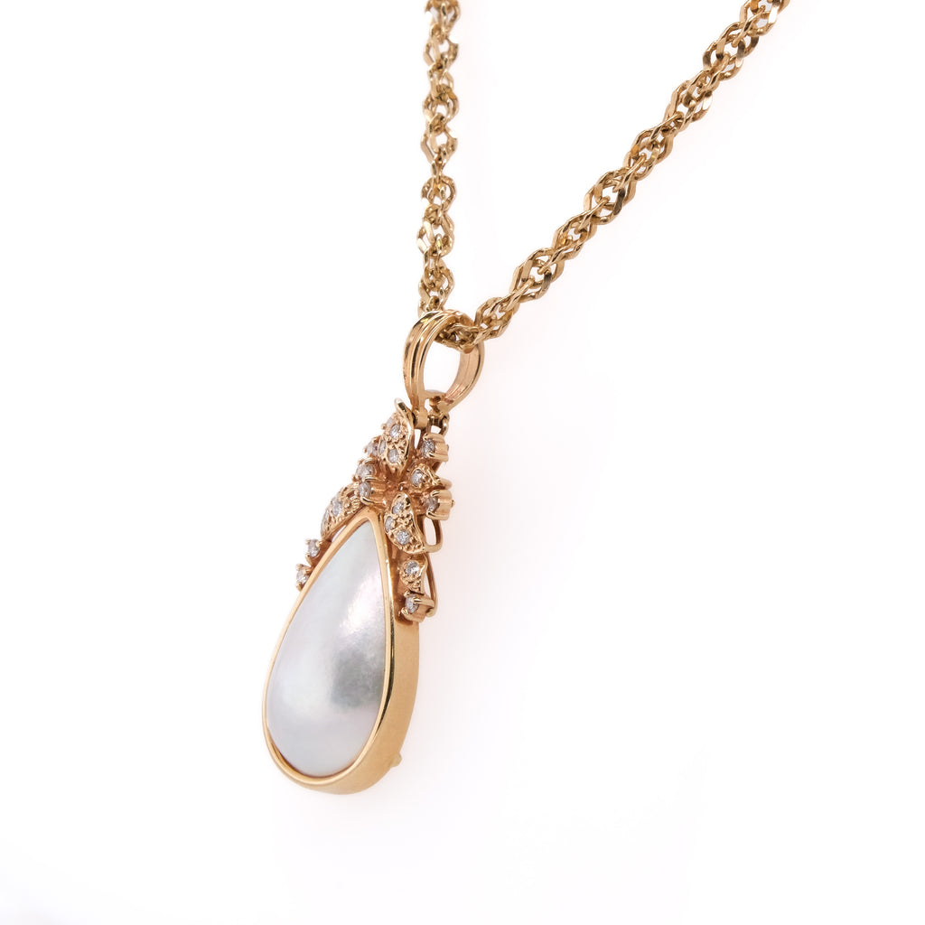 14k Pearl & Diamond Necklace