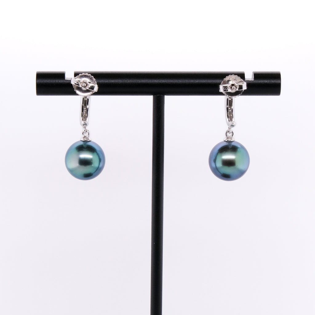 18k Tahitian Pearl & Diamond Earrings