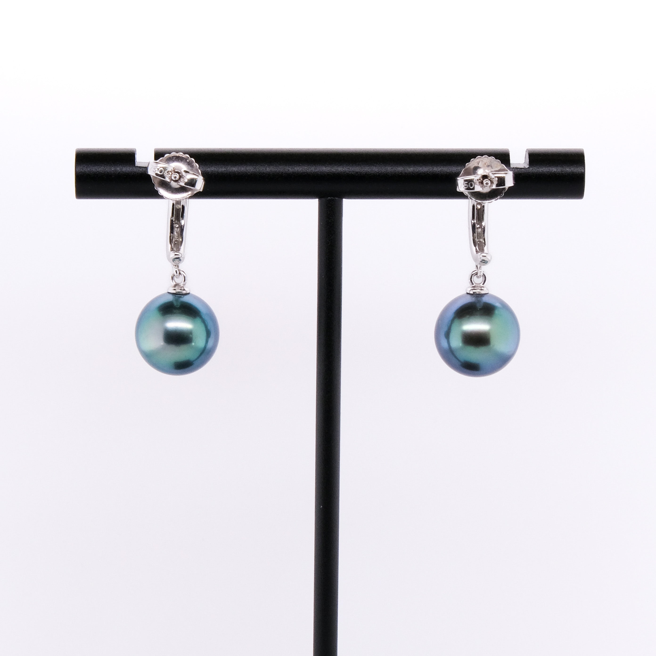 18k Tahitian Pearl & Diamond Earrings
