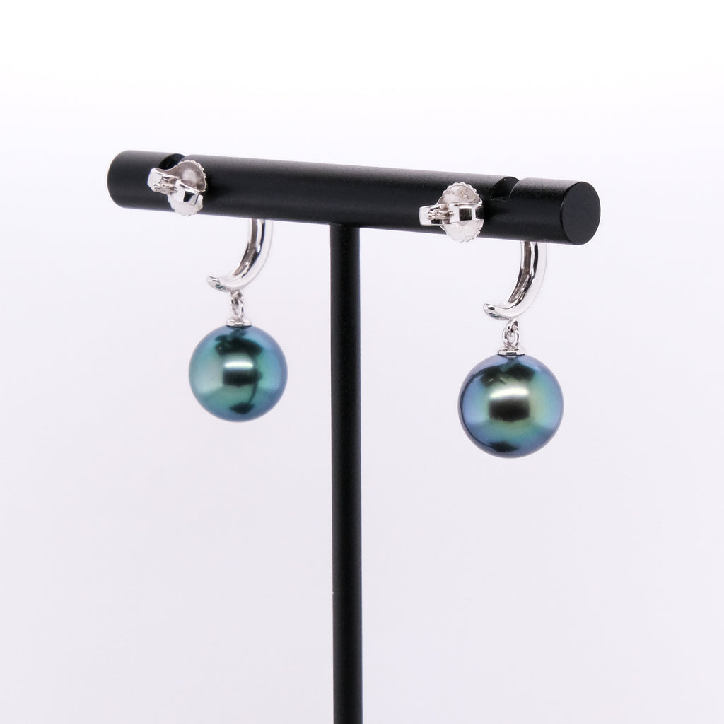 18k Tahitian Pearl & Diamond Earrings