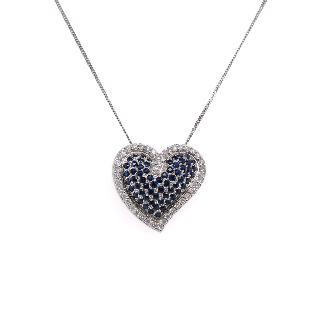14k Sapphire & Diamond Heart Necklace
