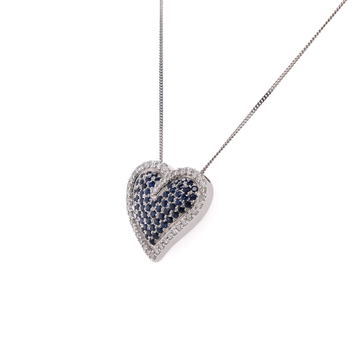 14k Sapphire & Diamond Heart Necklace