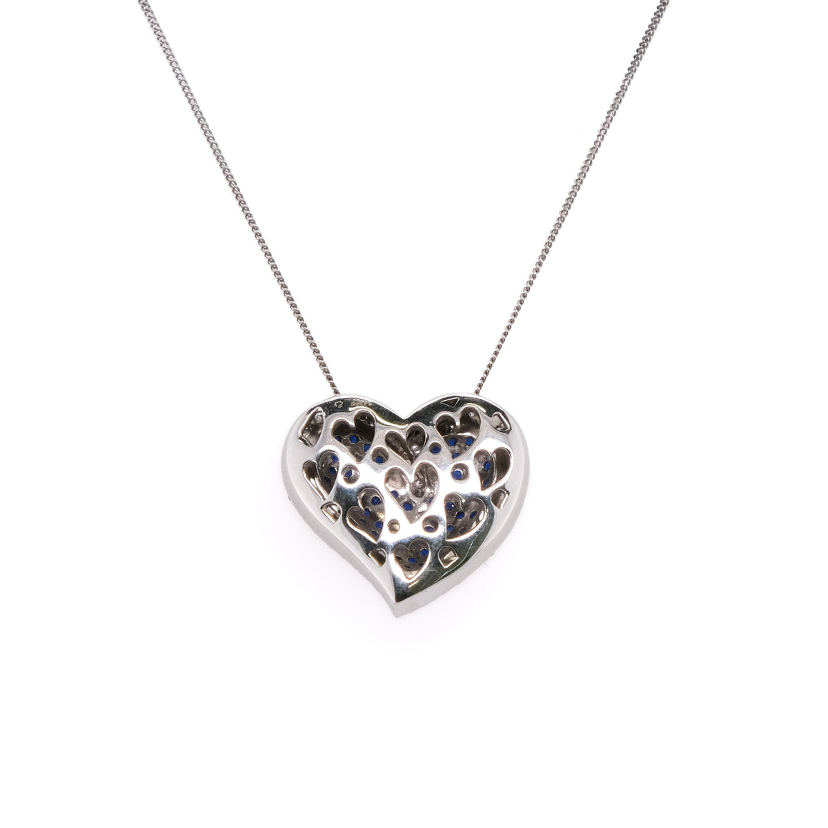 14k Sapphire & Diamond Heart Necklace