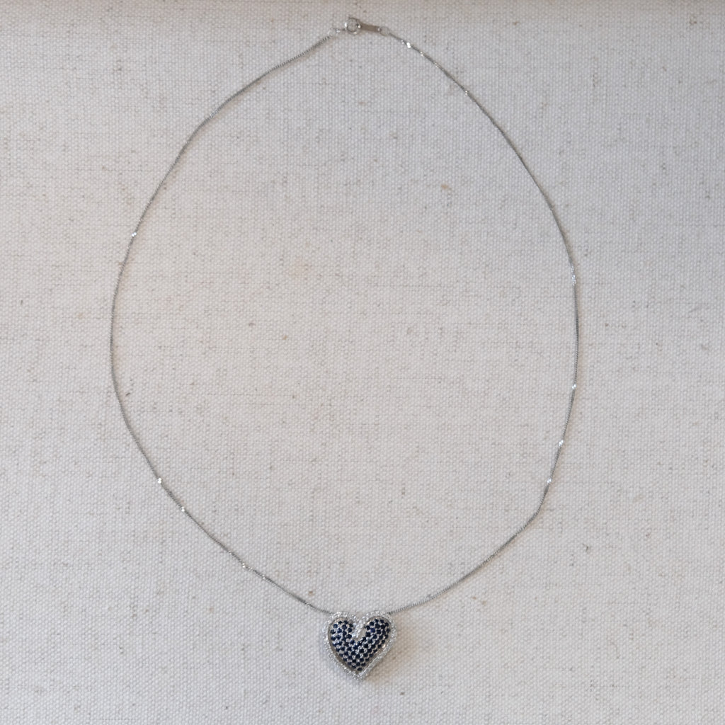 14k Sapphire & Diamond Heart Necklace