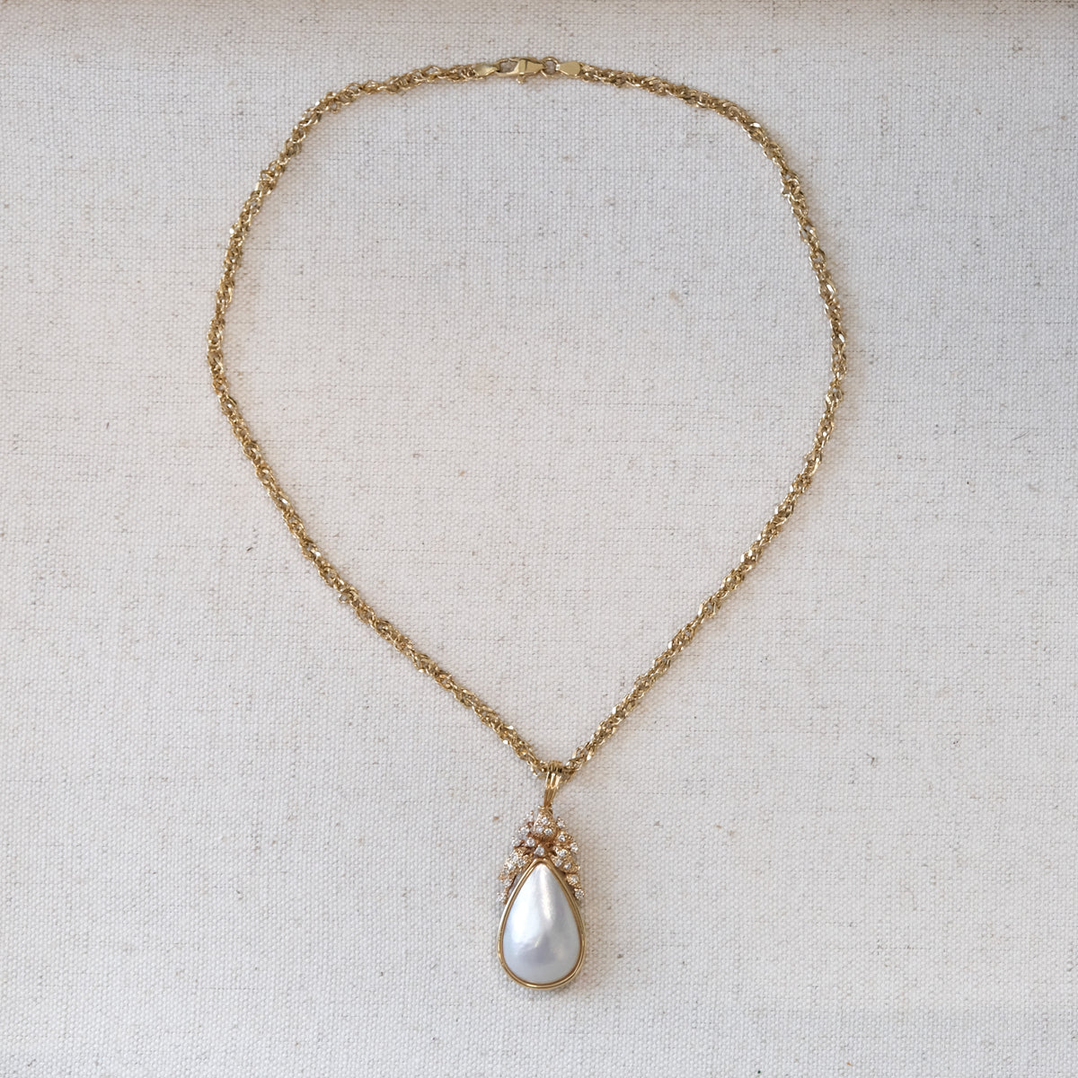 14k Pearl & Diamond Necklace