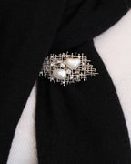 18k Diamond & Baroque Pearls Brooch