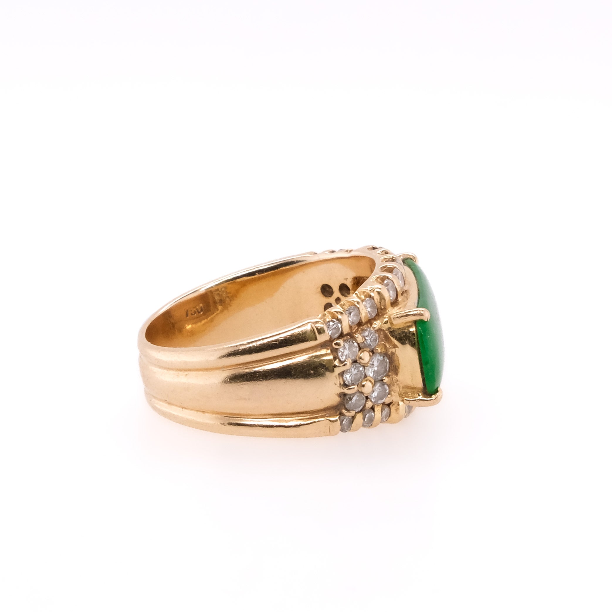 18k Jade & Diamond Ring