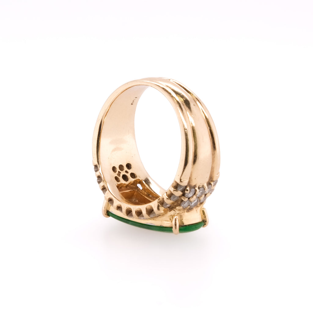 18k Jade & Diamond Ring
