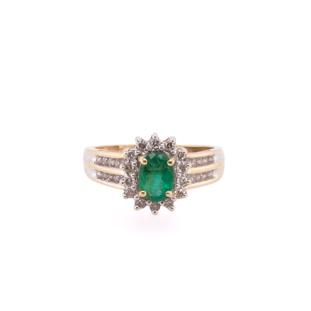 14k Emerald & Diamond Ring