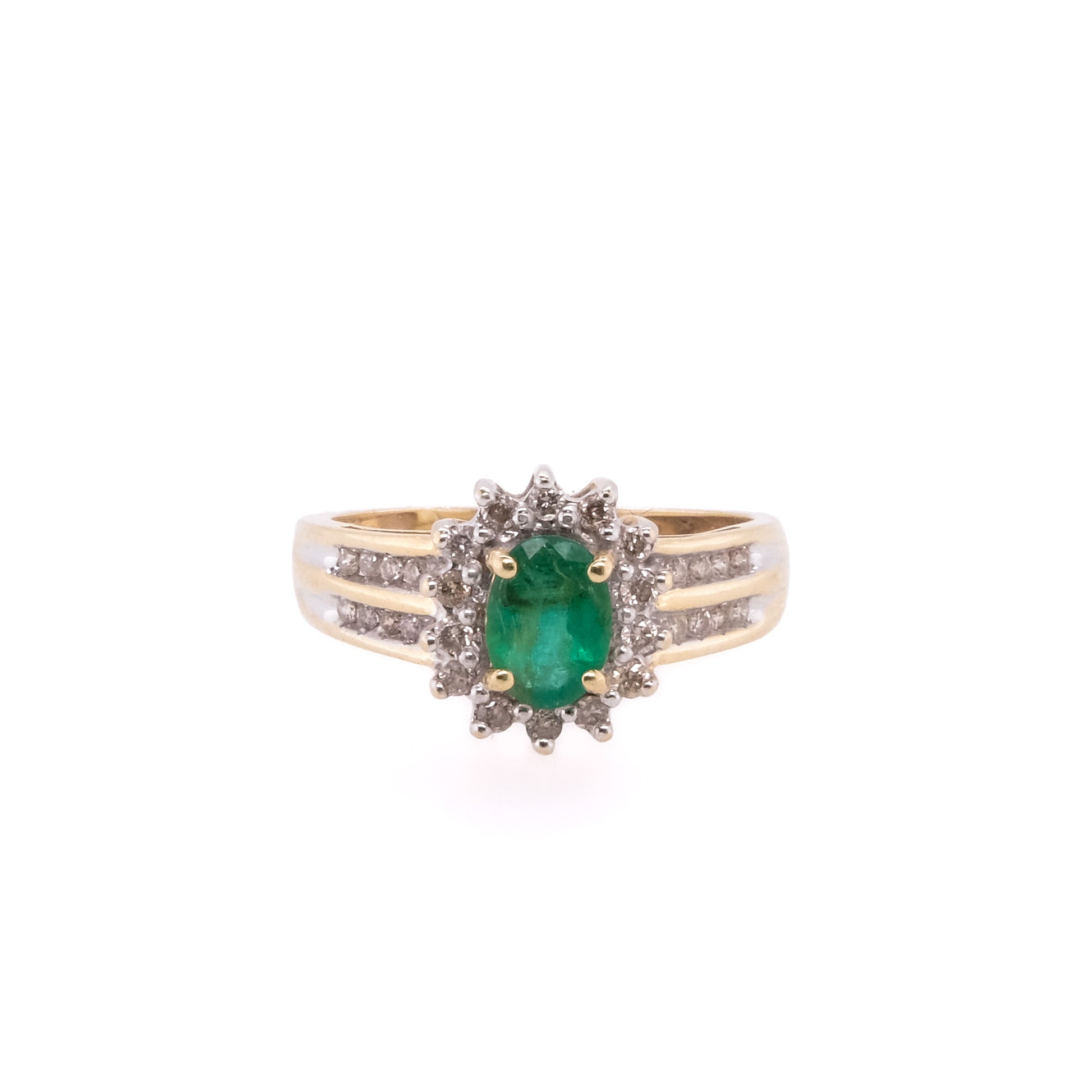 14k Emerald & Diamond Ring