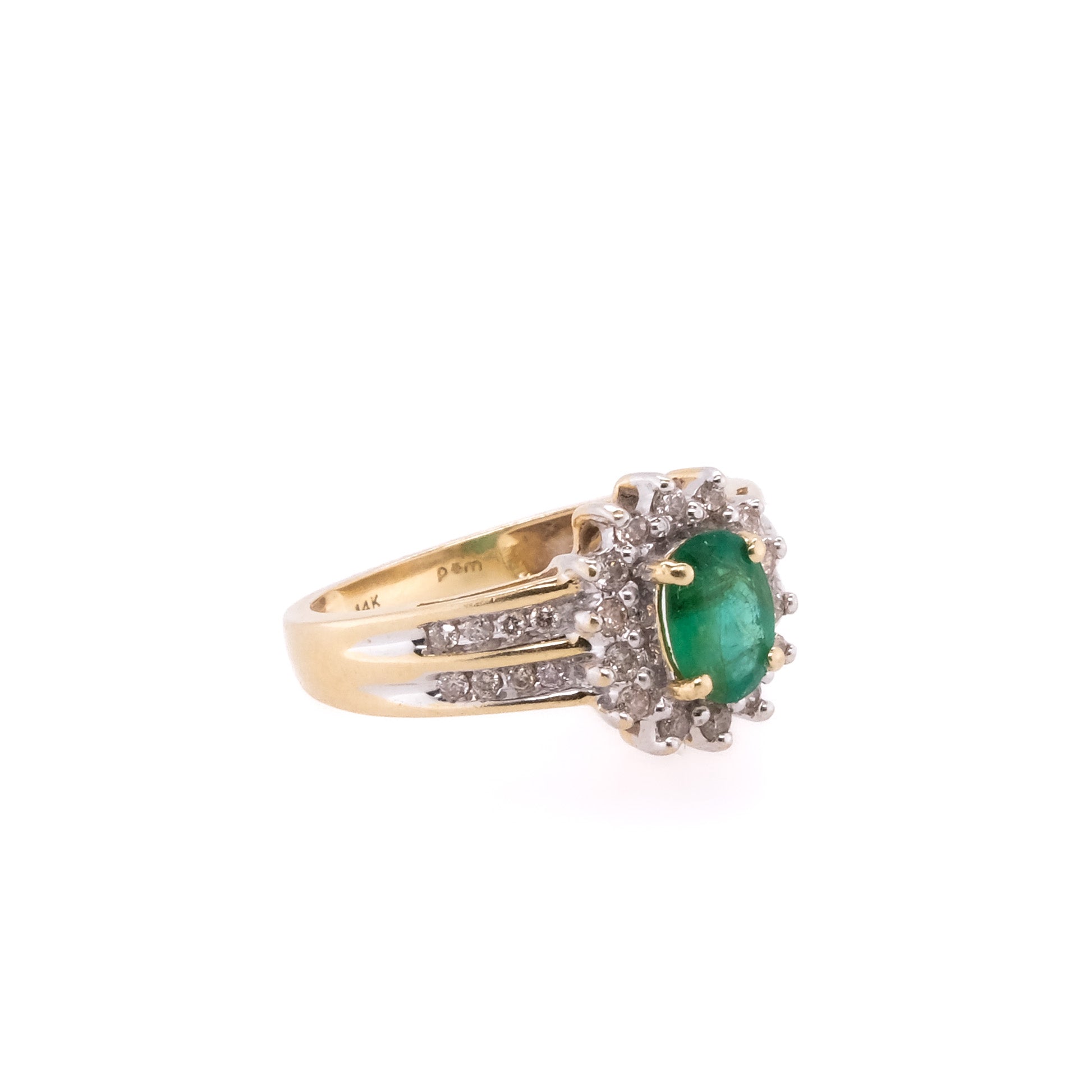 14k Emerald & Diamond Ring