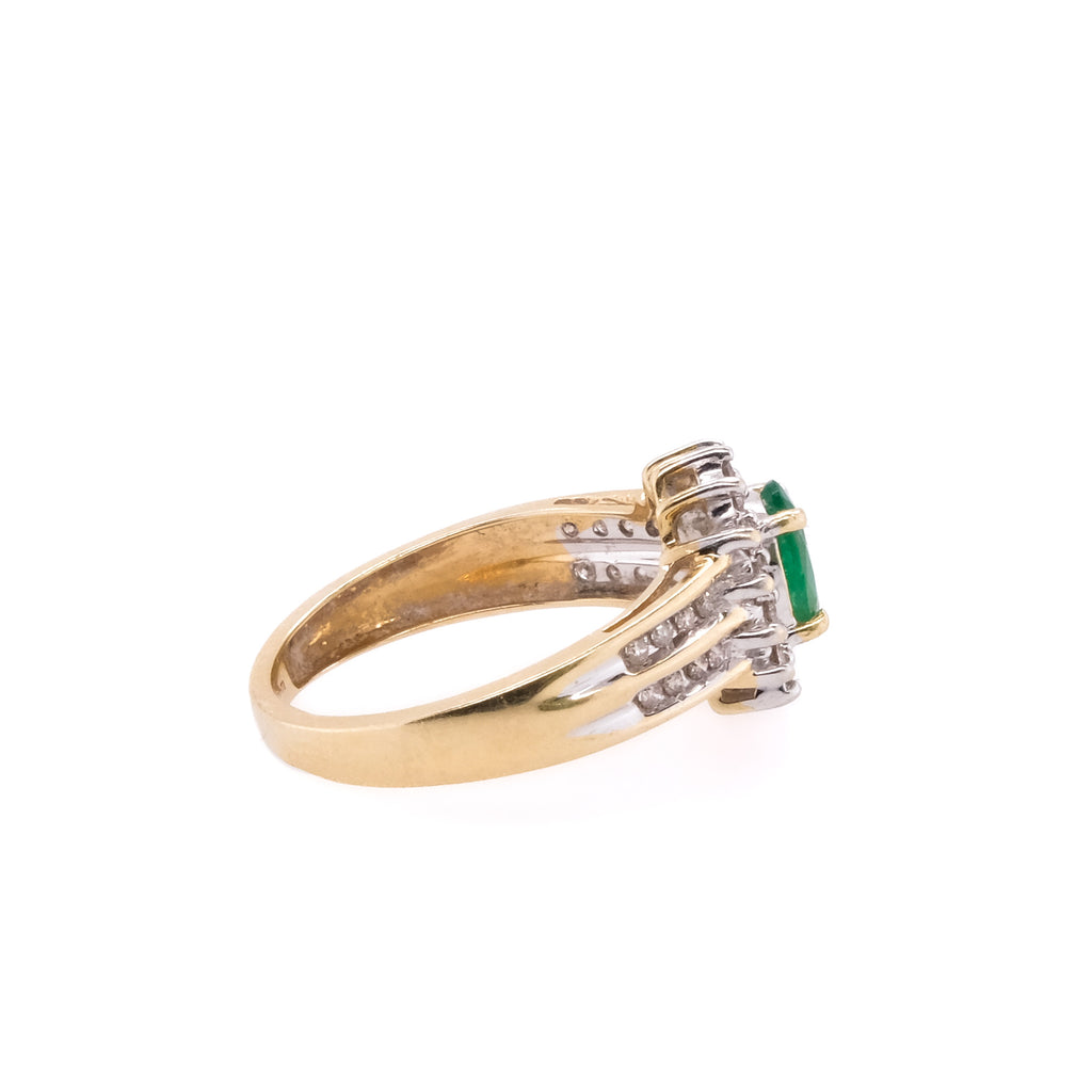 14k Emerald & Diamond Ring
