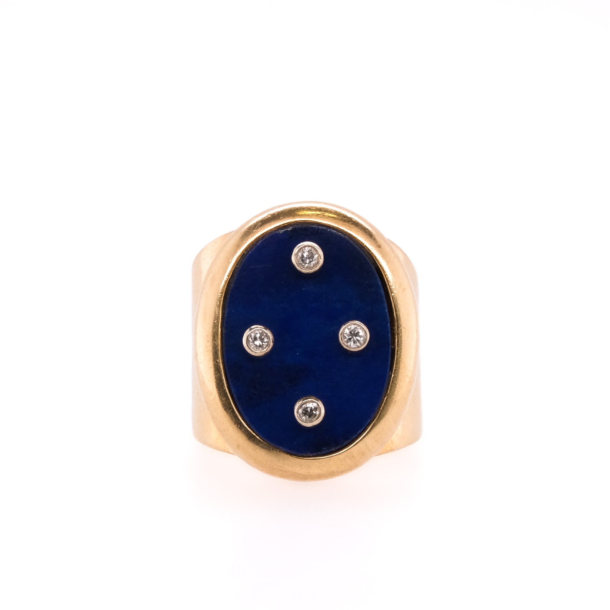 14k Esther Gallant Lapis & Diamond Ring