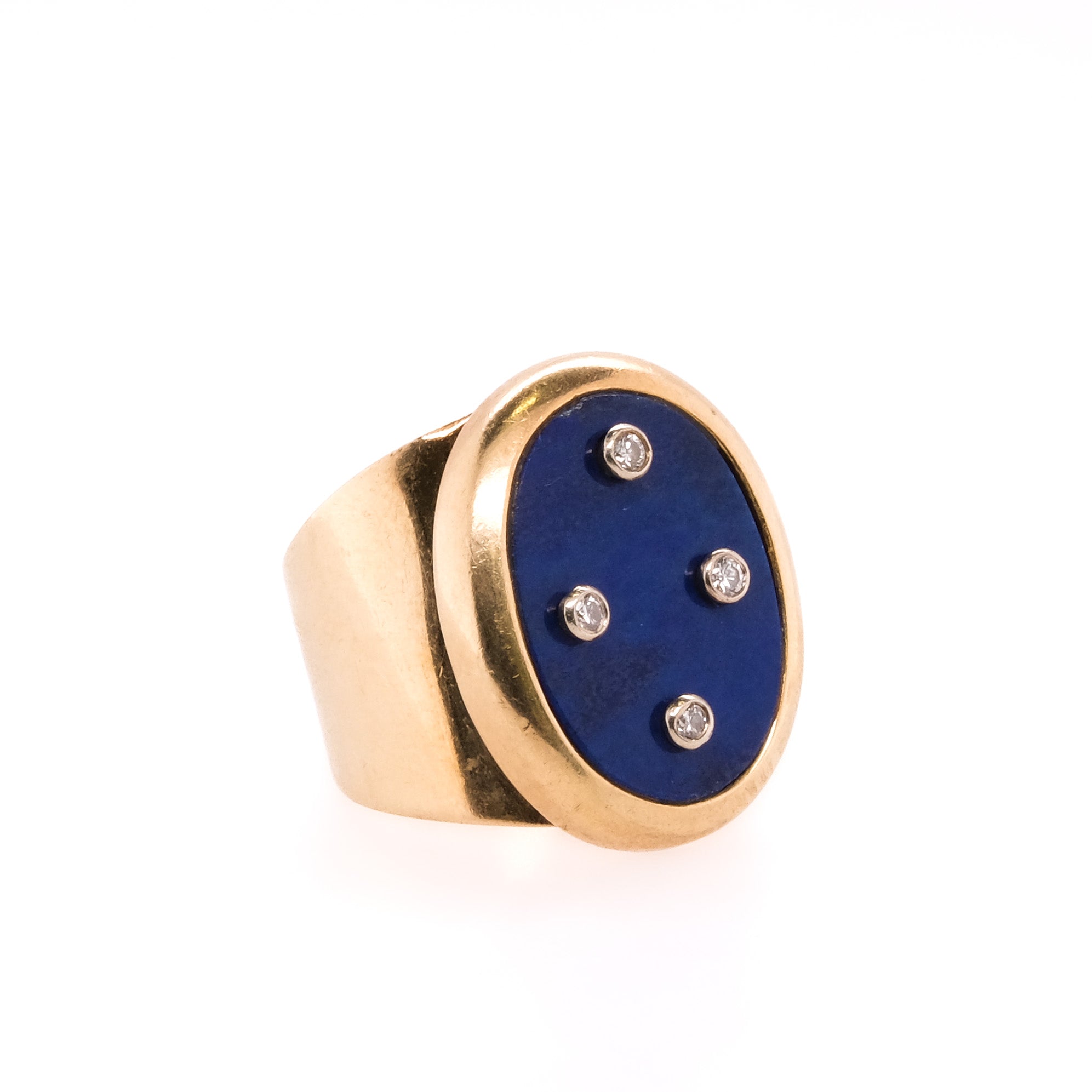 14k Esther Gallant Lapis & Diamond Ring