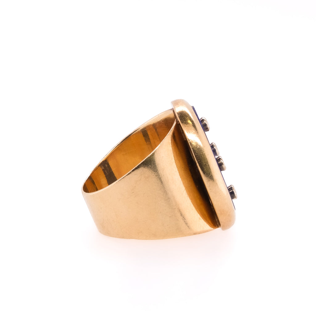 14k Esther Gallant Lapis & Diamond Ring