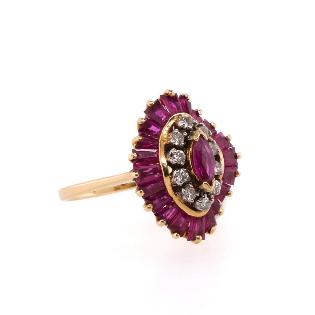 14k Ruby & Diamond Cocktail Ring