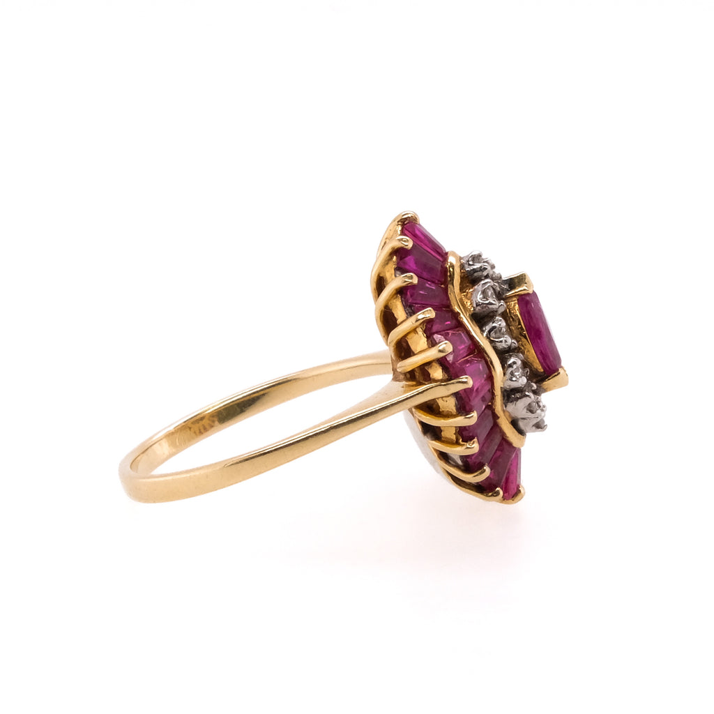 14k Ruby & Diamond Cocktail Ring
