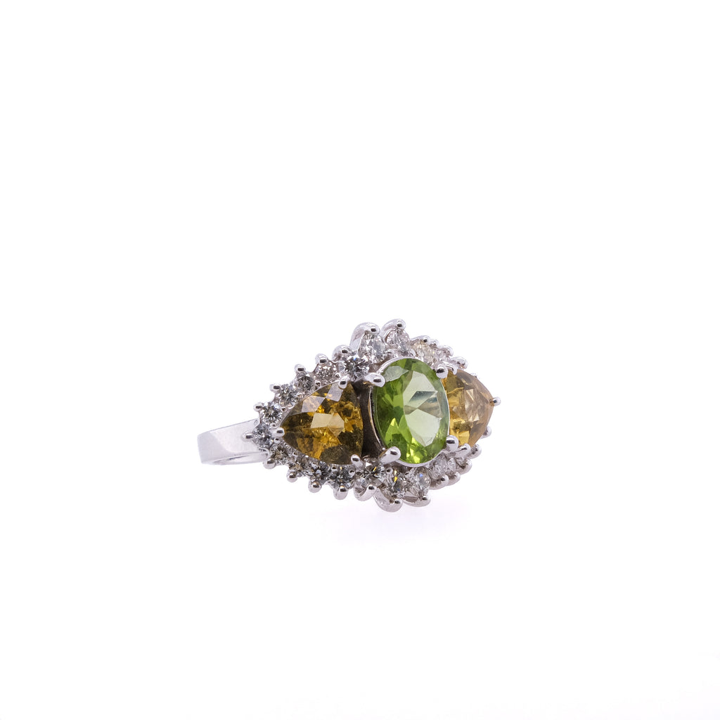 14k Peridot & Citrine Ring
