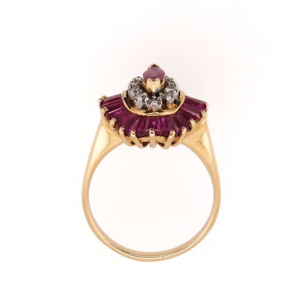 14k Ruby & Diamond Cocktail Ring