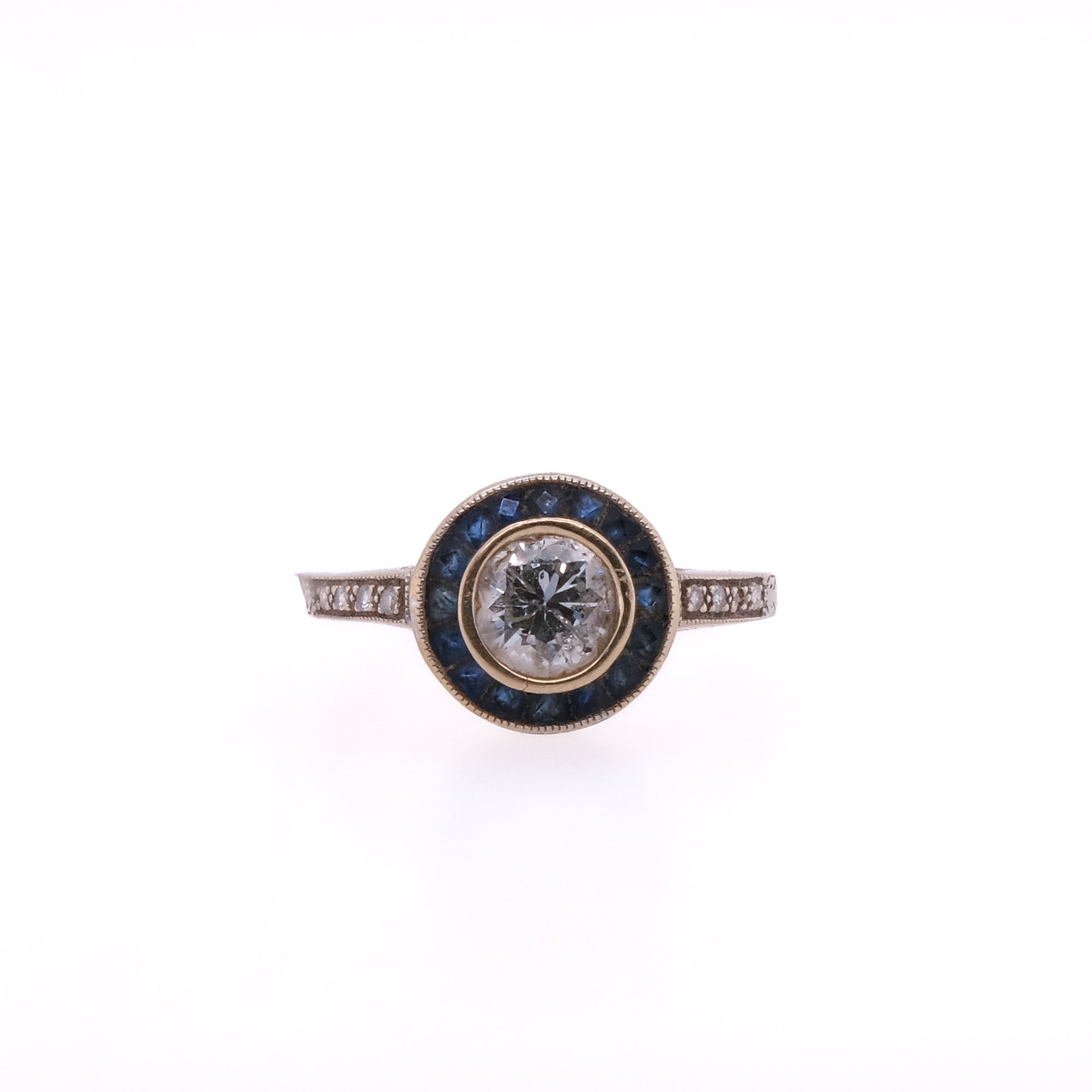 18k Diamond & Blue Sapphire Ring