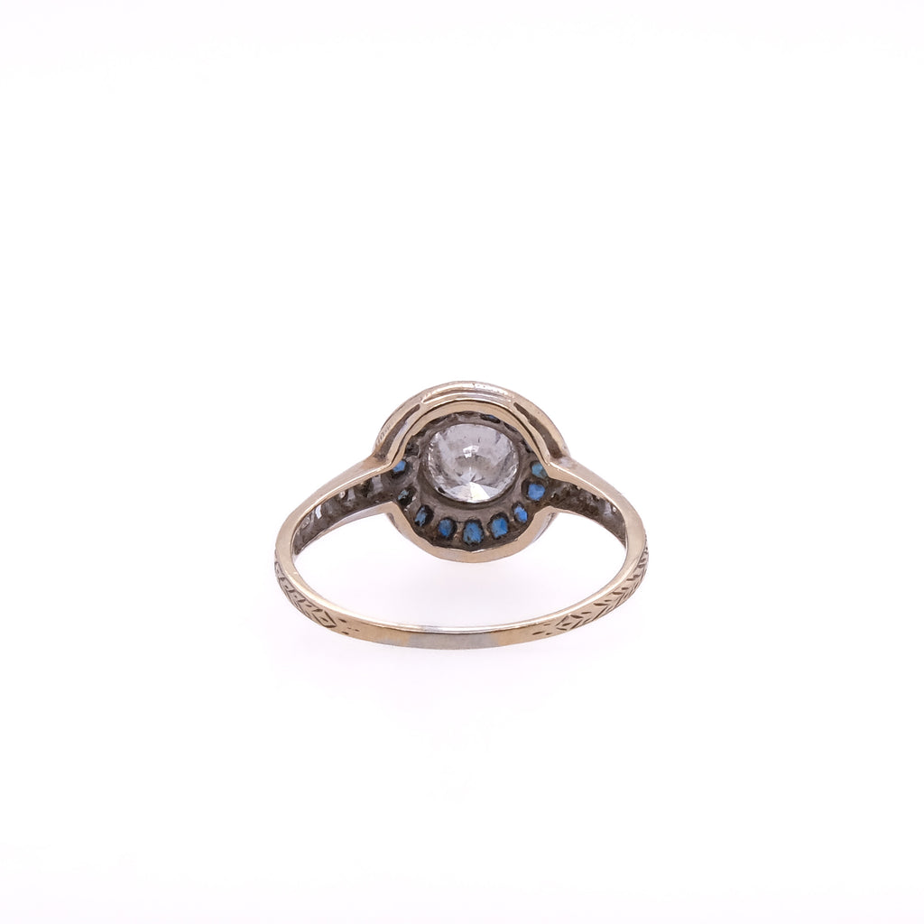 18k Diamond & Blue Sapphire Ring