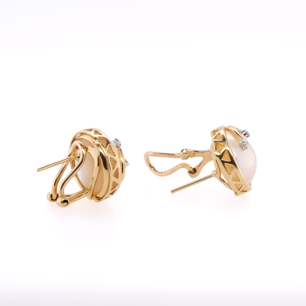 14k Mabe Pearl & Diamond Earrings