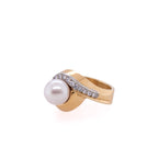 18k Pearl & Diamond Swirl Ring