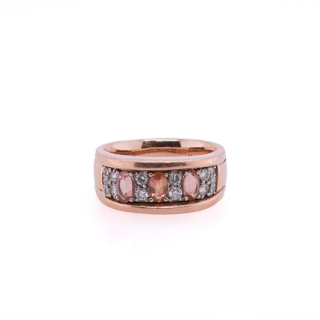 19k Golden Beryl & Diamond Ring