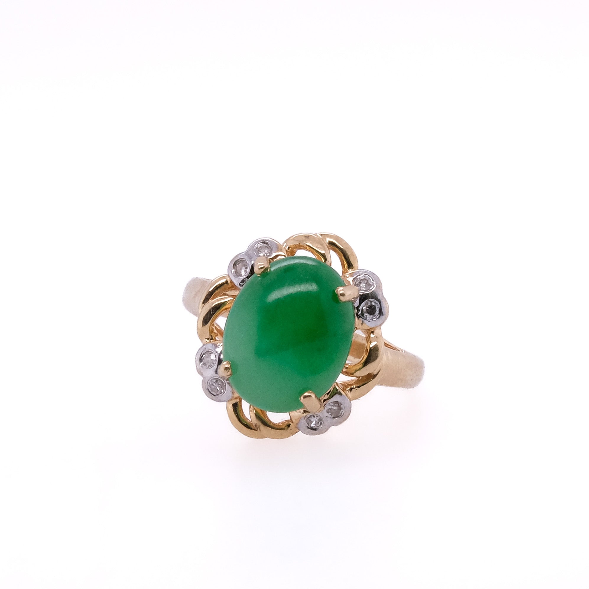 14k Jade & Diamond Ring