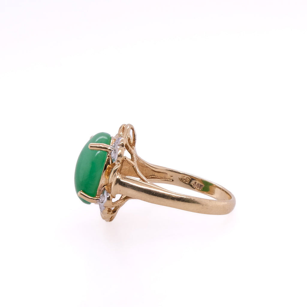 14k Jade & Diamond Ring