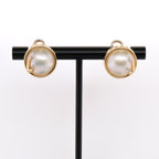 14k Mabe Pearl & Diamond Earrings