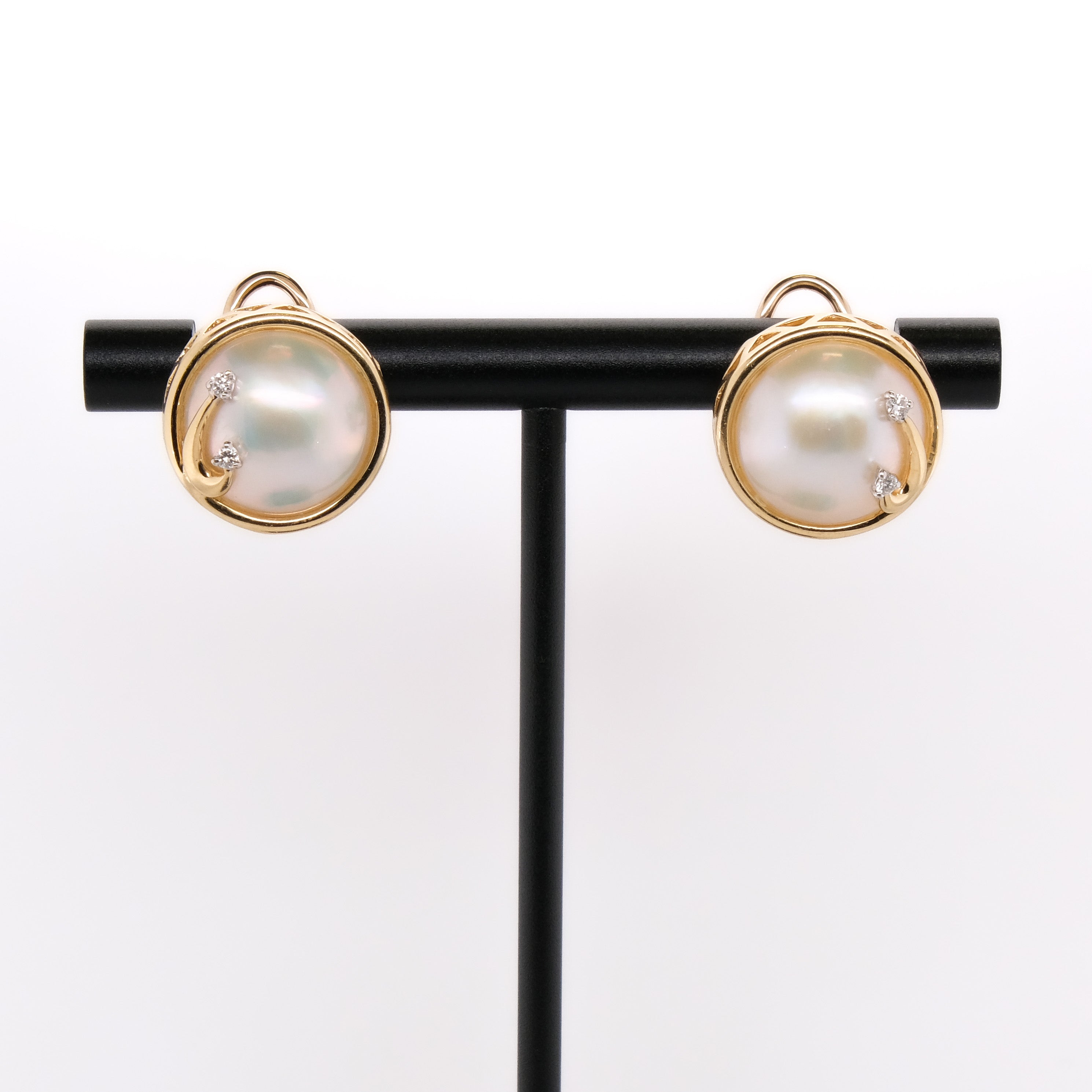 14k Mabe Pearl & Diamond Earrings
